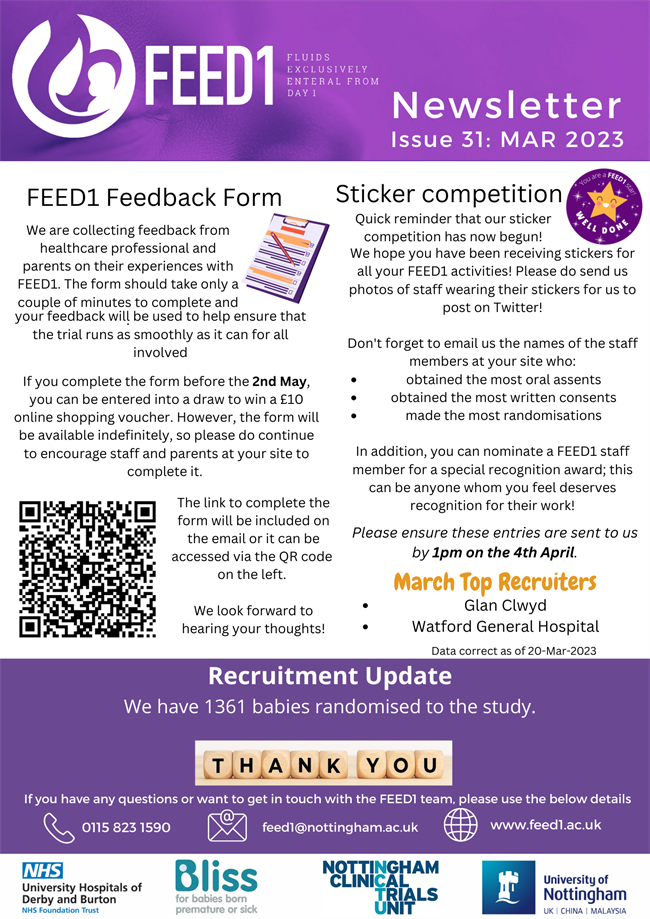 March 23 FEED1 site newsletter